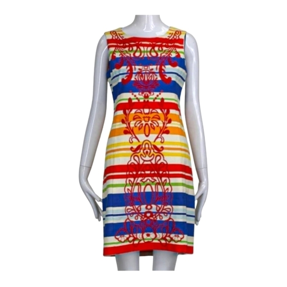 Anthro Tabitha Embroidered Rainbow Striped Totem Dress - Picture 3 of 8